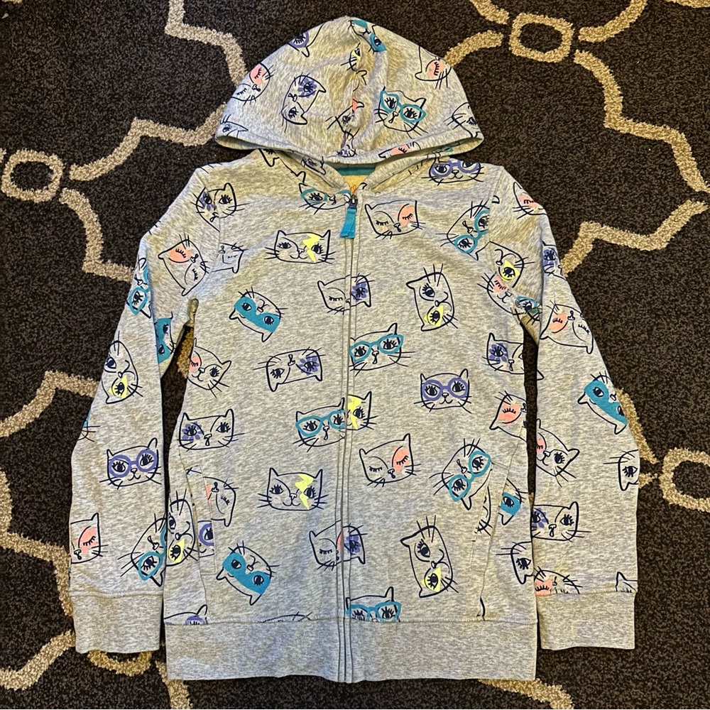 Girls XL Cat & Jack Gray Cat Zip Up Jacket